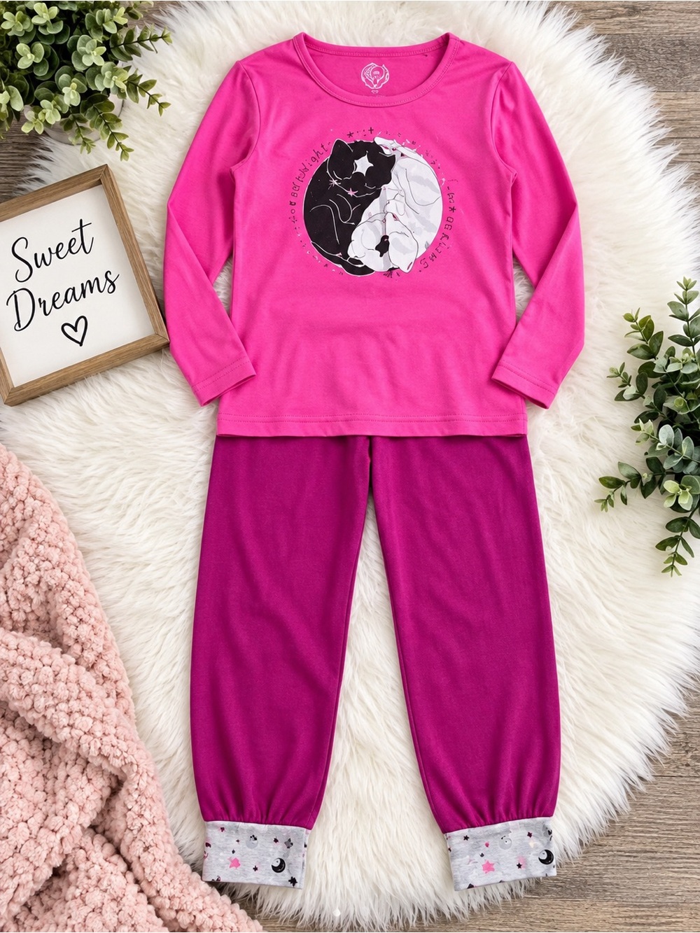 Girls’ Pink Cat Pajama Set 494